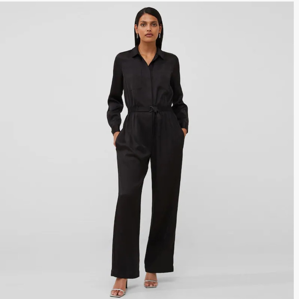 NWT French Connection Enid Solid Satin Jumpsuit